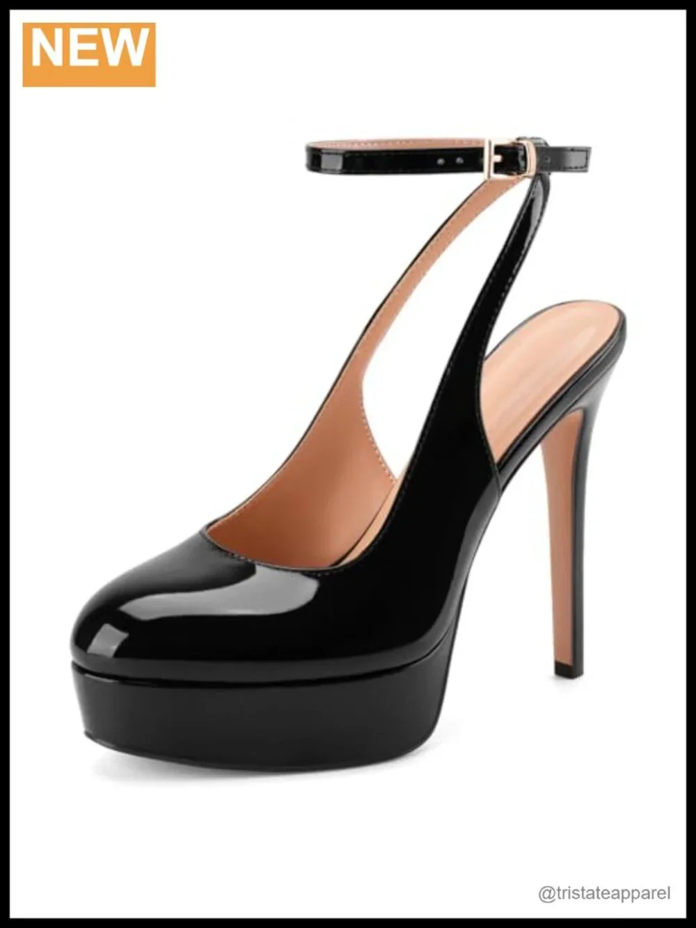 Women's Faux Leather Ankle Strap Stiletto Platform Mary Jane Pumps
